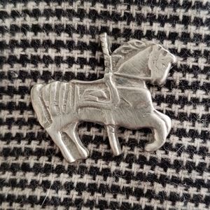 Vintage pewter carousel horse pin Ken